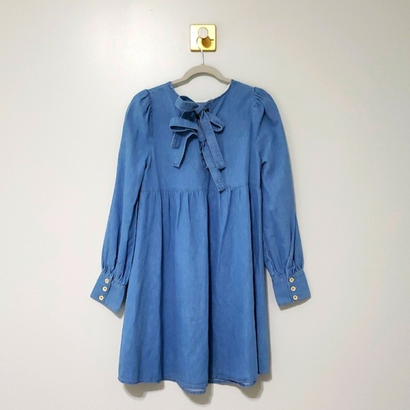 ASOS Maternity 4 Denim Mini Dress Blue Jean Cotton Casual Long Sleeves Classic - Picture 6 of 14